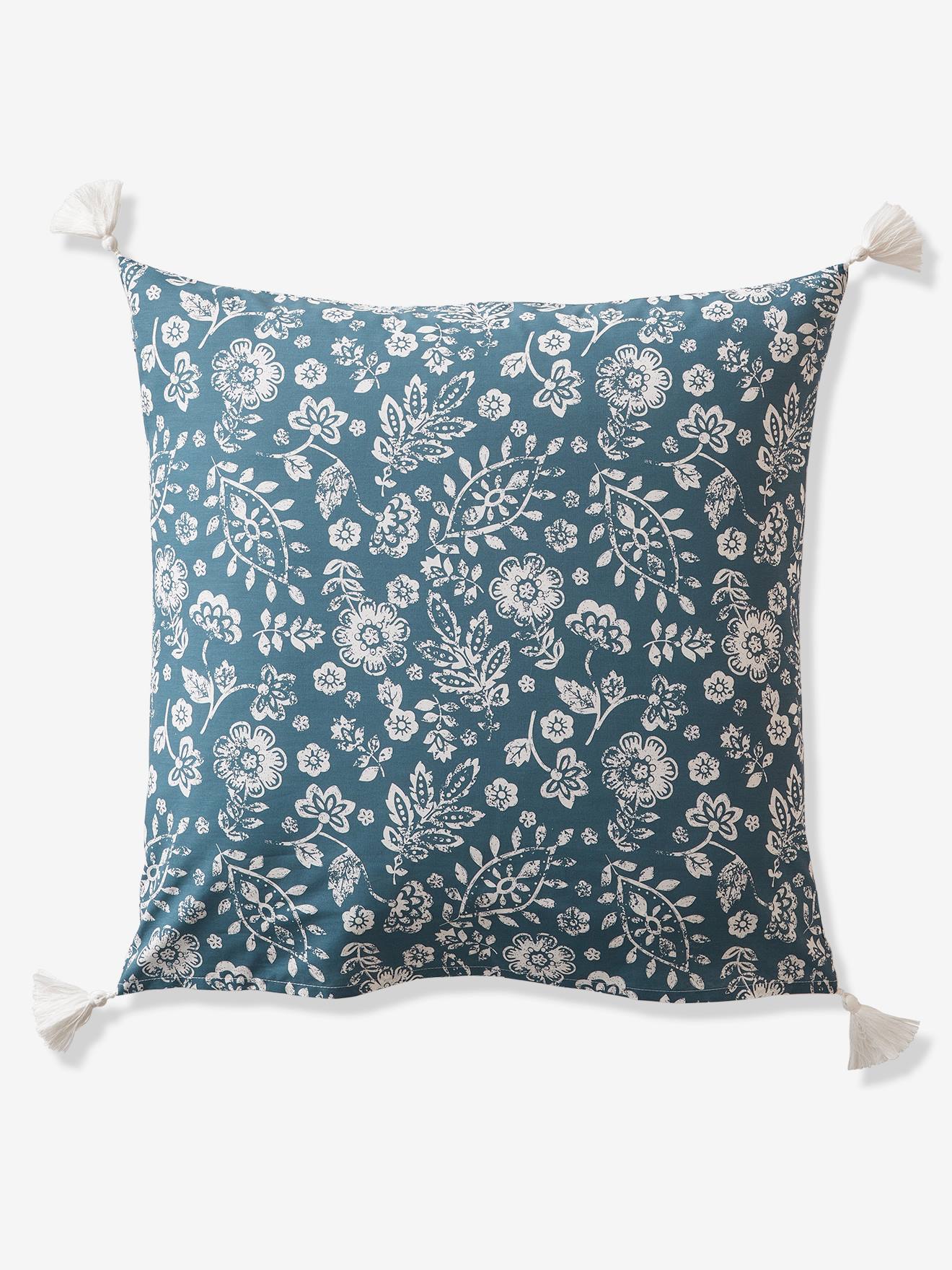 Conjunto de capa de edredom e fronha infantil Caravan, azul escuro liso com estampas.