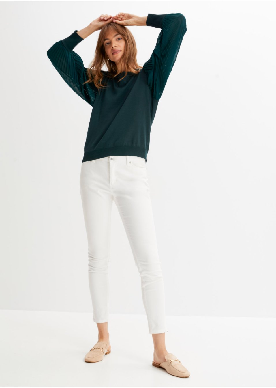 Pull avec manches plissées en viscose