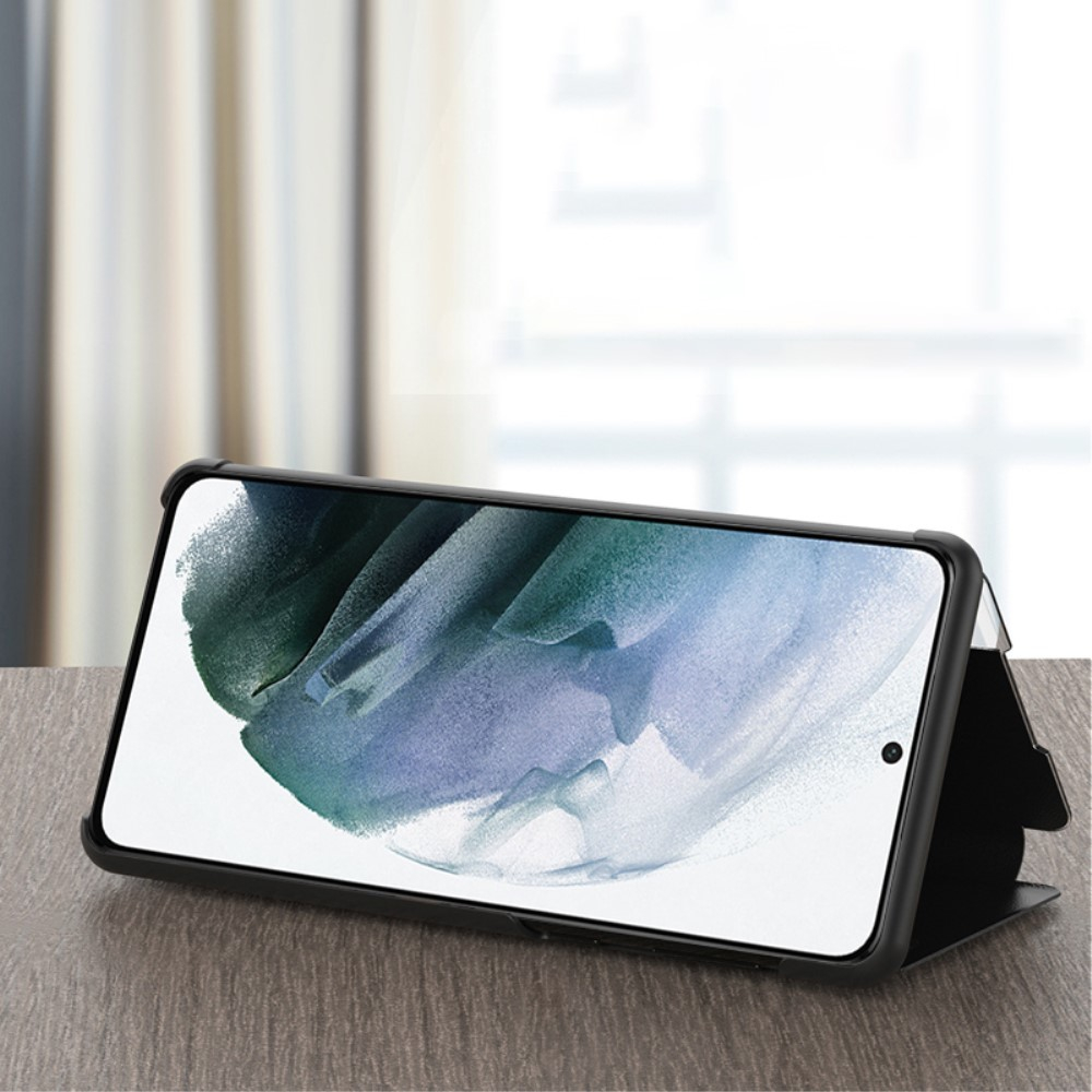 Samsung Galaxy S22 5G Leder Hülle Slim Window View Flip Case - Dunkelblau
