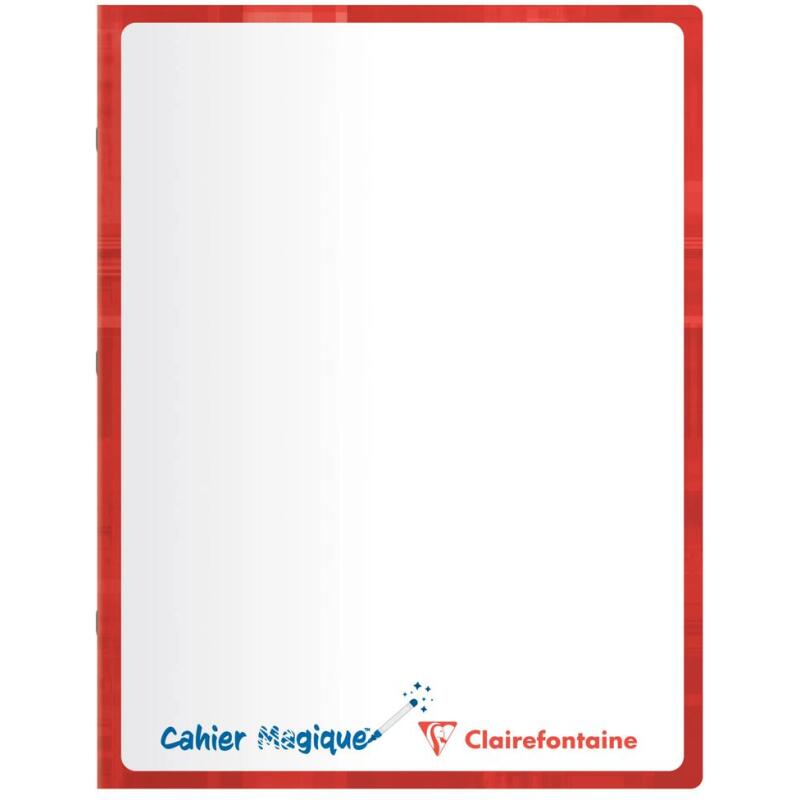 Cahier Magique couverture ardoise double-face effaçable piqué 17x22cm 48 pages grands carreaux (Seyès tricolore) - Rouge