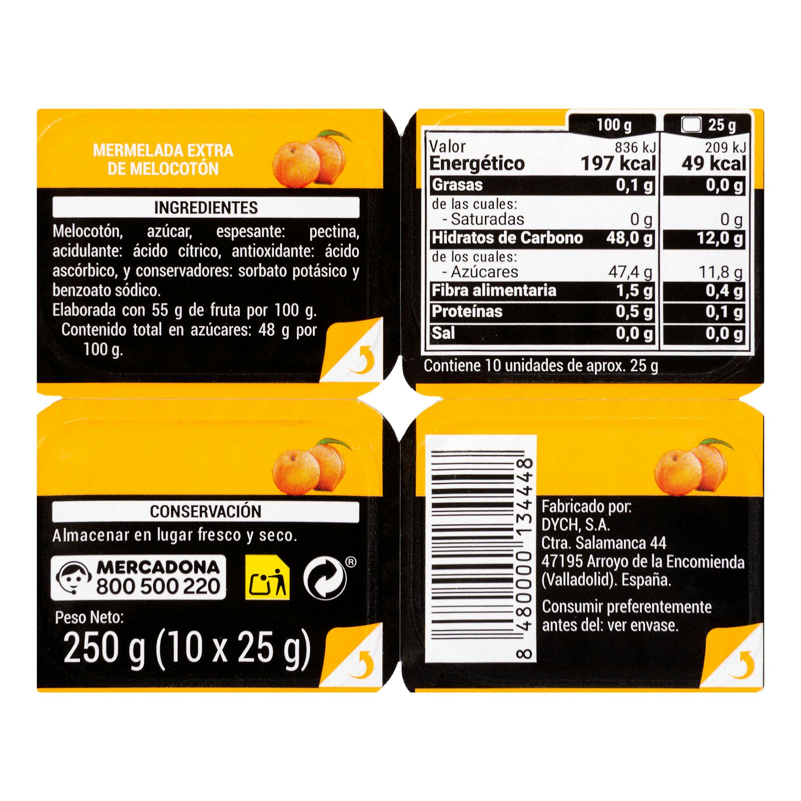 Confiture de pêches unidose Hacendado