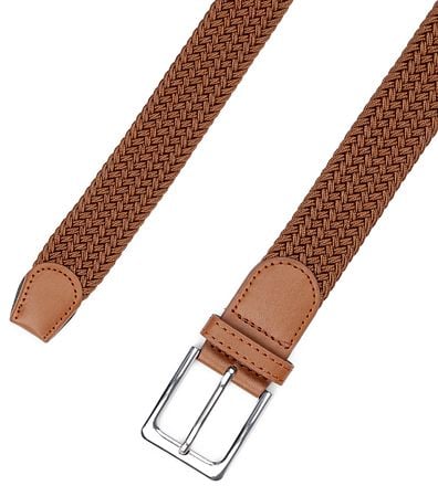 Suitable Geweven Riem Taupe Cognac Riem Elastisch Cognac kopen
