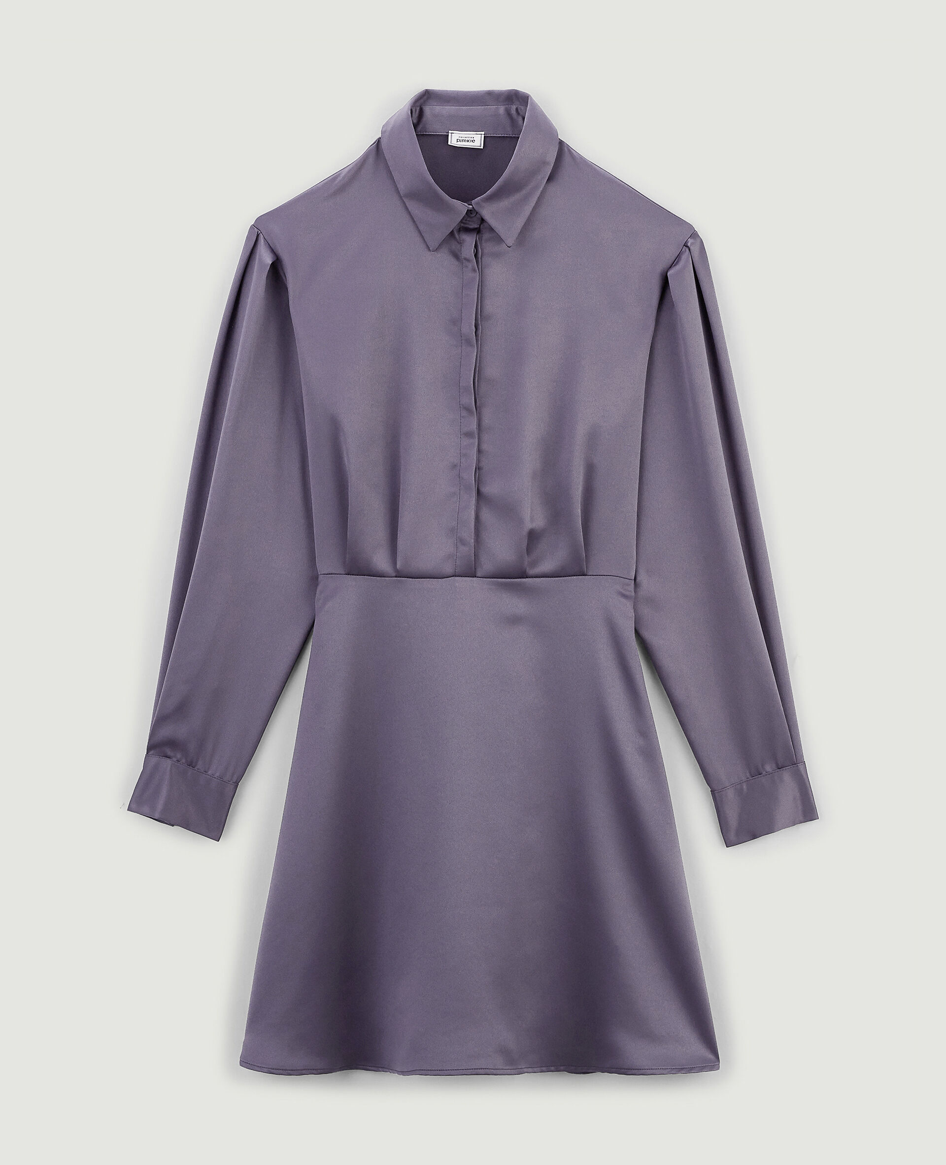 Robe chemise en satin - Gris foncé