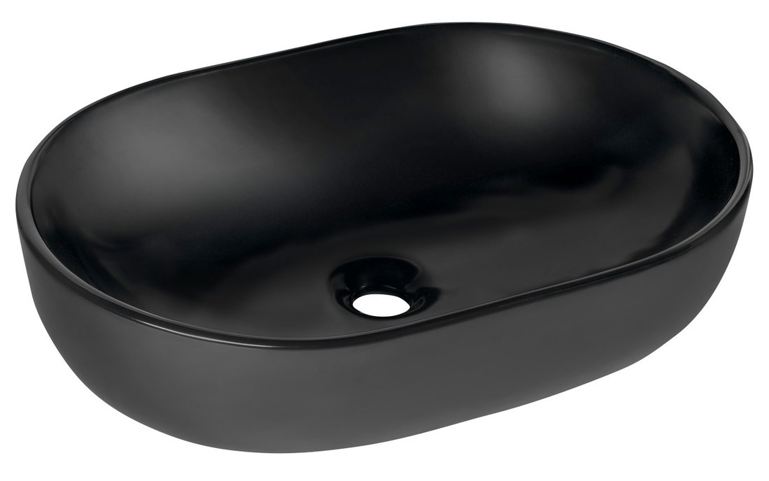 Sapho Rondane keramische waskom 60x42cm zwart mat