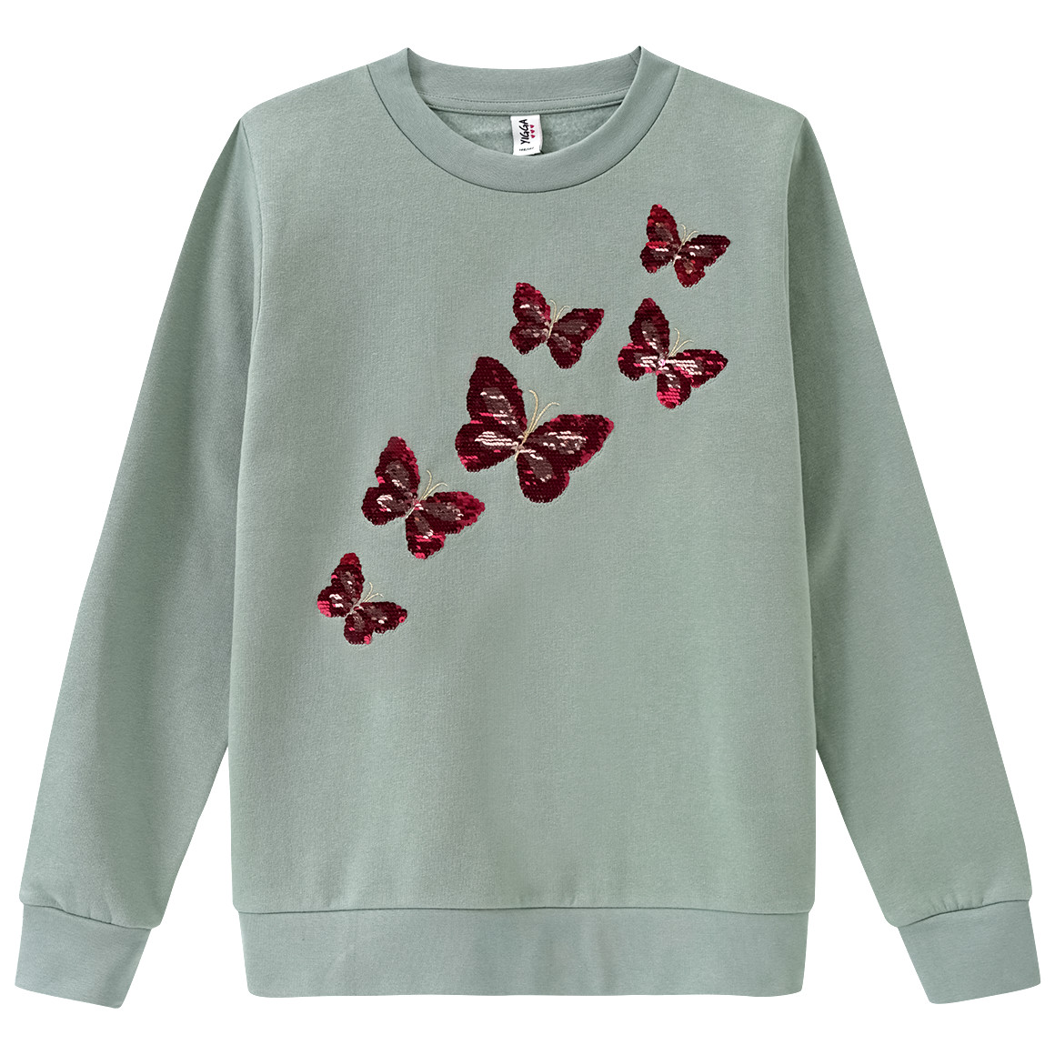 Yigga Mädchen Sweatshirt mit Wendepailletten salbei