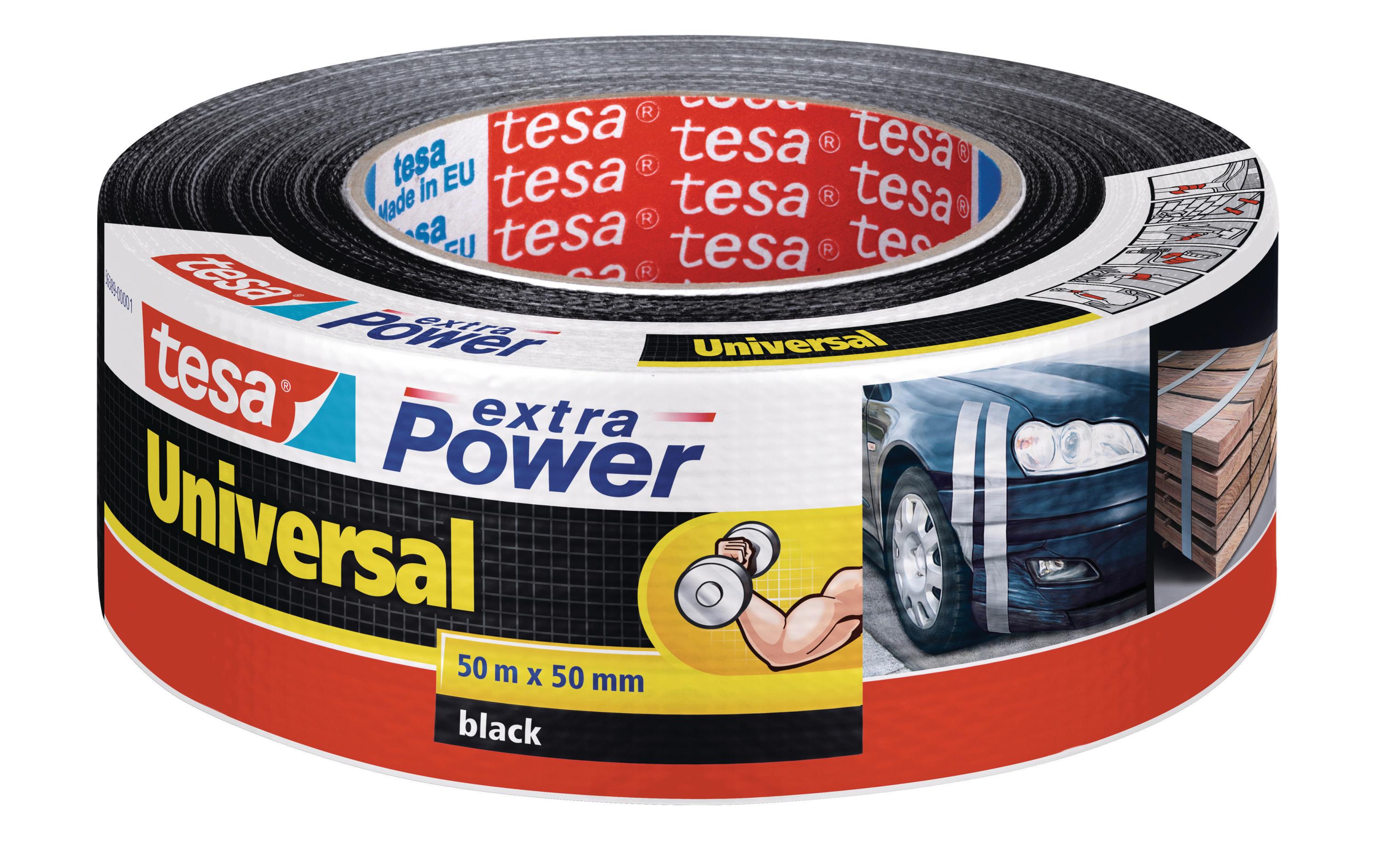Klebeband extra Power Universal 50 mm x 50 m, SchwarzKlebeband mit extra starkem Halt – Duct Tape für Reparaturen, zum Befestigen, Abdichten und mehr