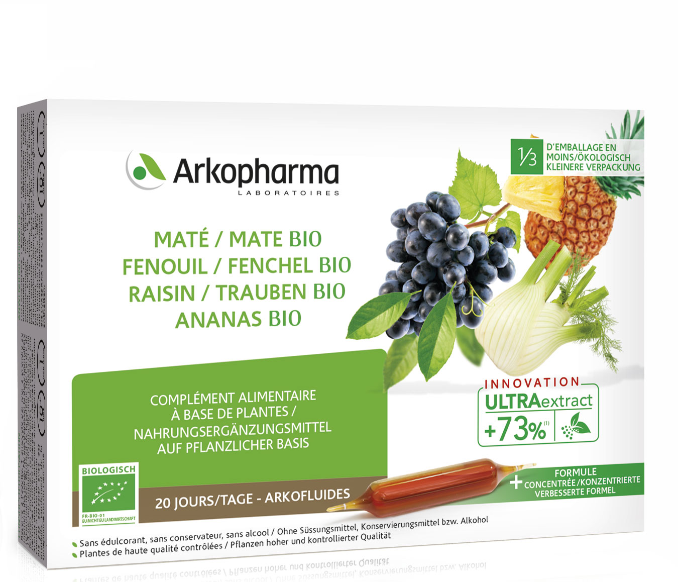 ARKOFLUIDE Ananas Mate Fenchel Weintrester liq Bio Trinkamp 10 ml