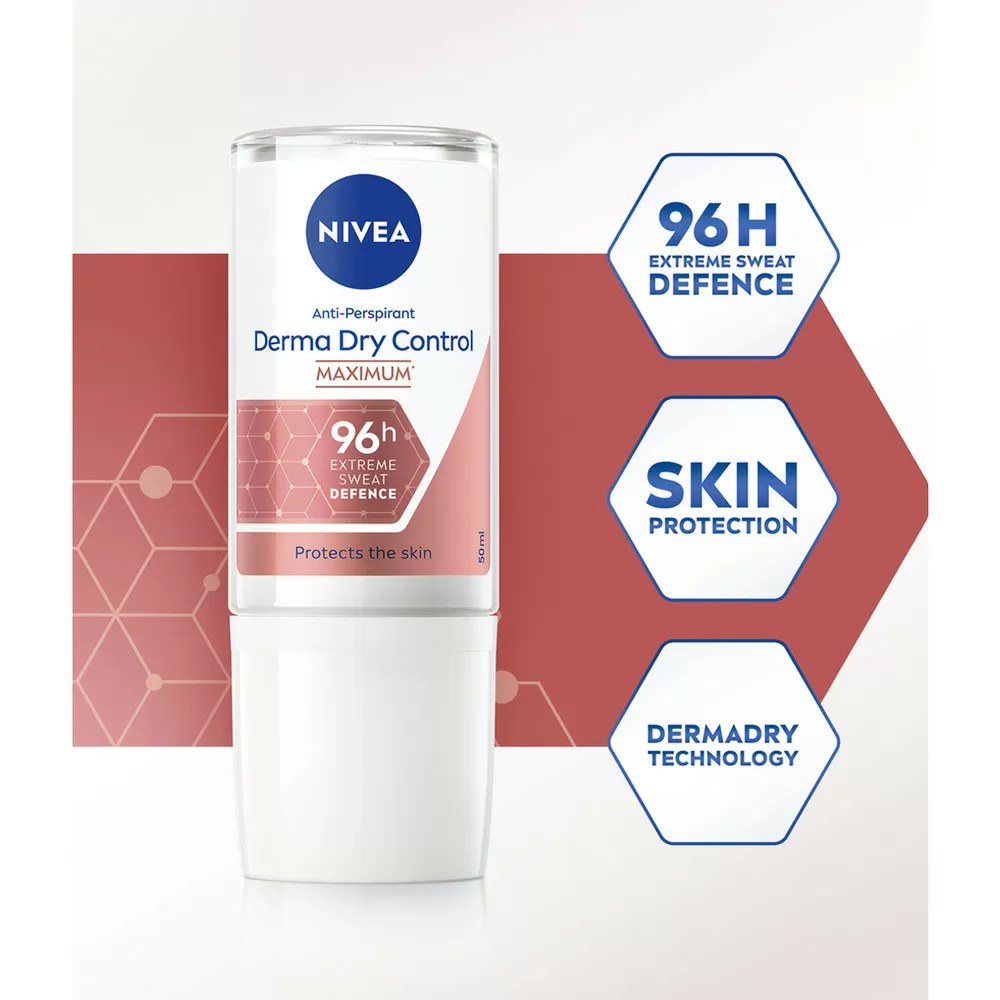 Nivea Derma Dry Control Maximum Deo Roll On - 50 ml.