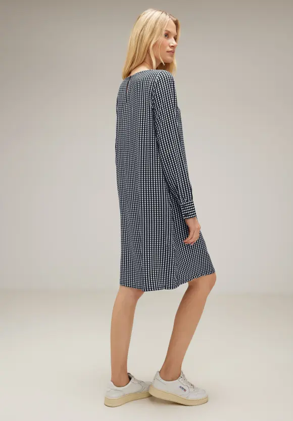 Viskosekleid mit Muster - deep blue