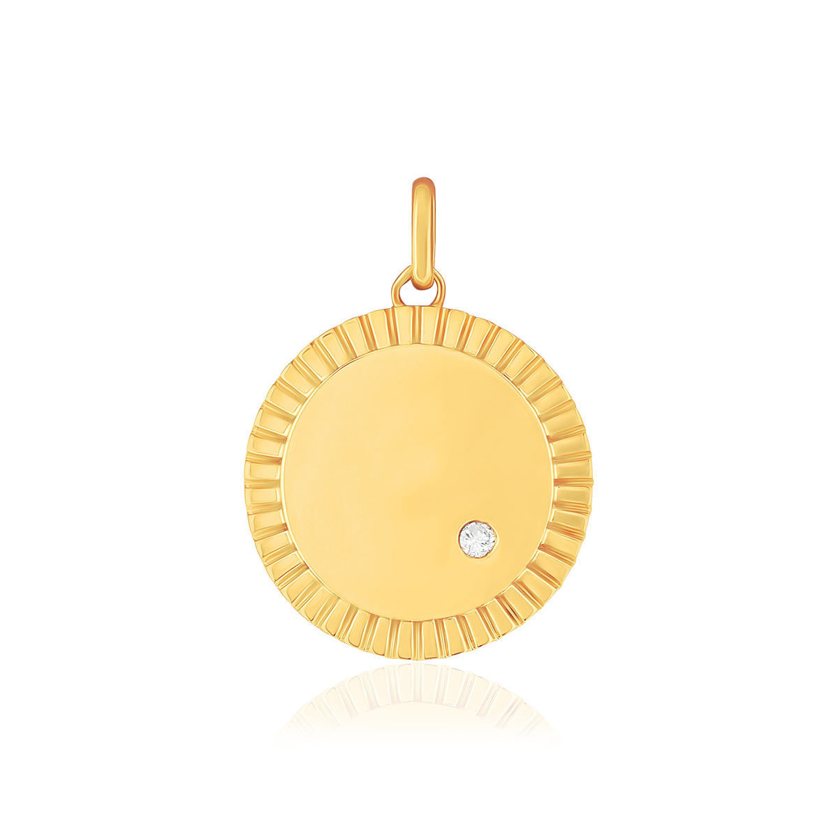 Pendentif or 375 jaune rond diamant