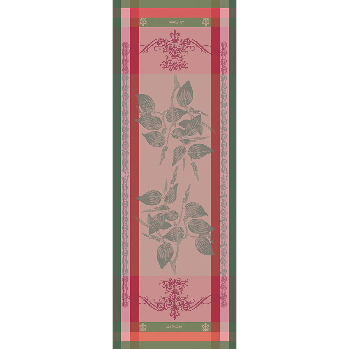 Chemin de table pur coton vert 55X150 Garnier Thiebaut