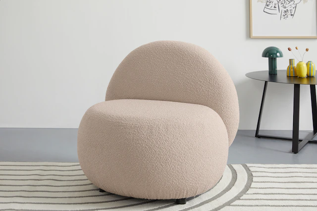 s.Oliver Sessel »Bennid, moderner Designsessel mit Lederriemen, softes Design« hochwertig, zum Wohlfühlen in Luxus-Microfaser/Struktur oder in Bouclé