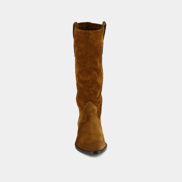 Bottes à bouts pointus  en croute camel