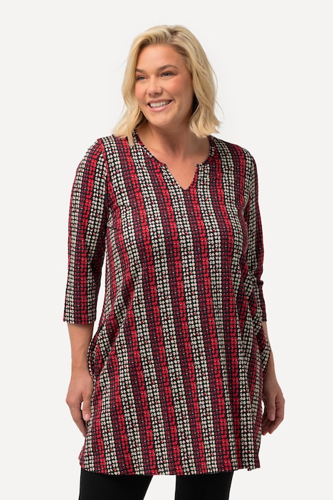 Longshirt, A-Linie, Tunika-Ausschnitt, 3/4-Arm