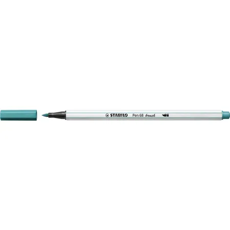 Premium-Filzstift mit Pinselspitze für variable Strichstärken - STABILO Pen 68 brush - Einzelstift - türkisblau