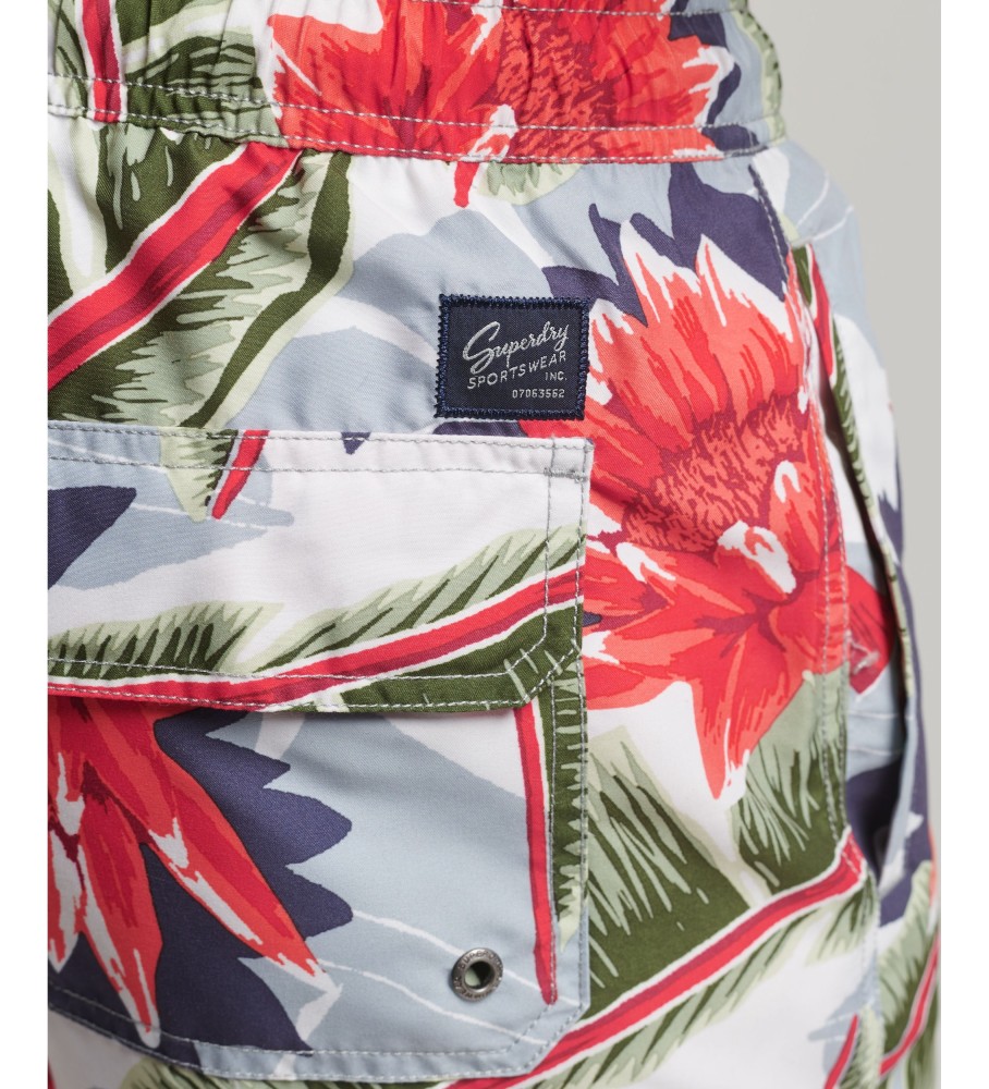 Maiô havaiano da Superdry feito com material reciclado multicolorido.