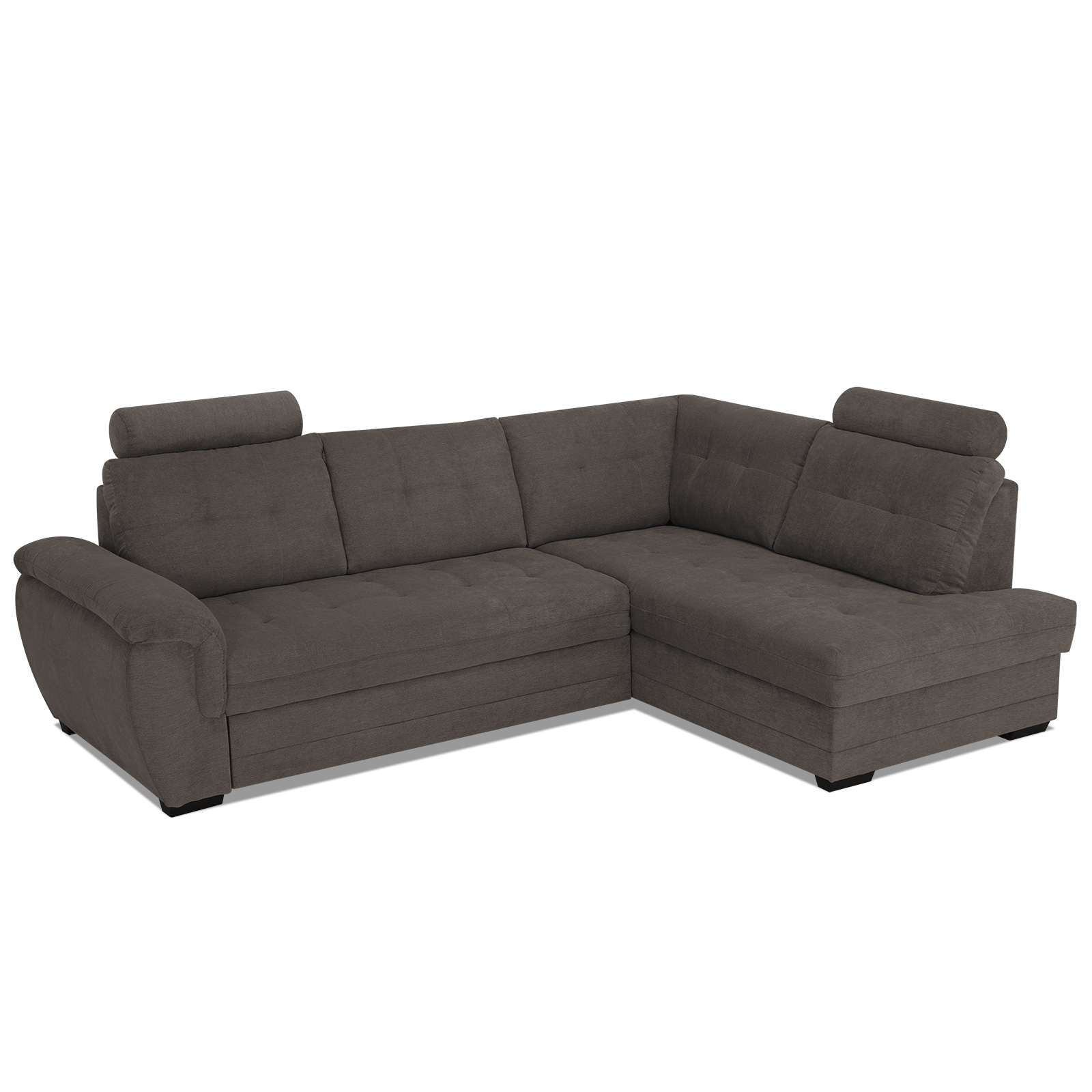 Ecksofa - stone - Velours - Liegefunktion - Staukasten rechts
