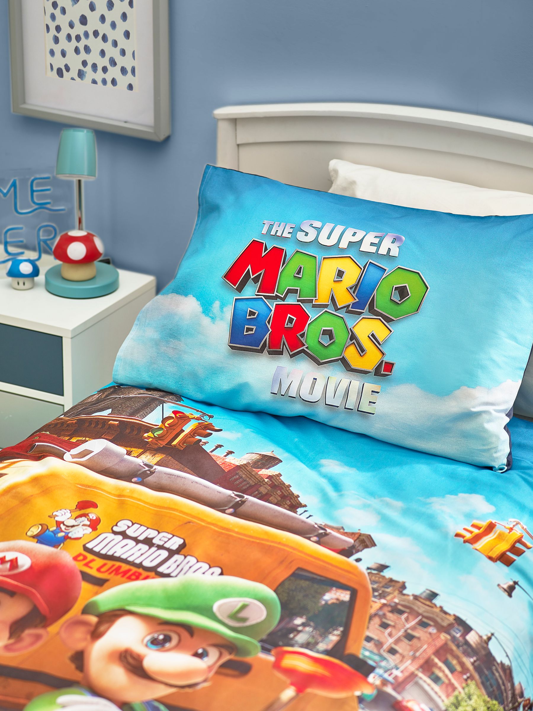 Super Mario eenpersoons dekbedovertrek en kussensloopset van 100% katoen