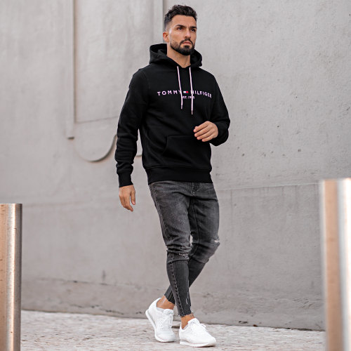 Sweat Capuche Core Tommy Logo 0752 Noir