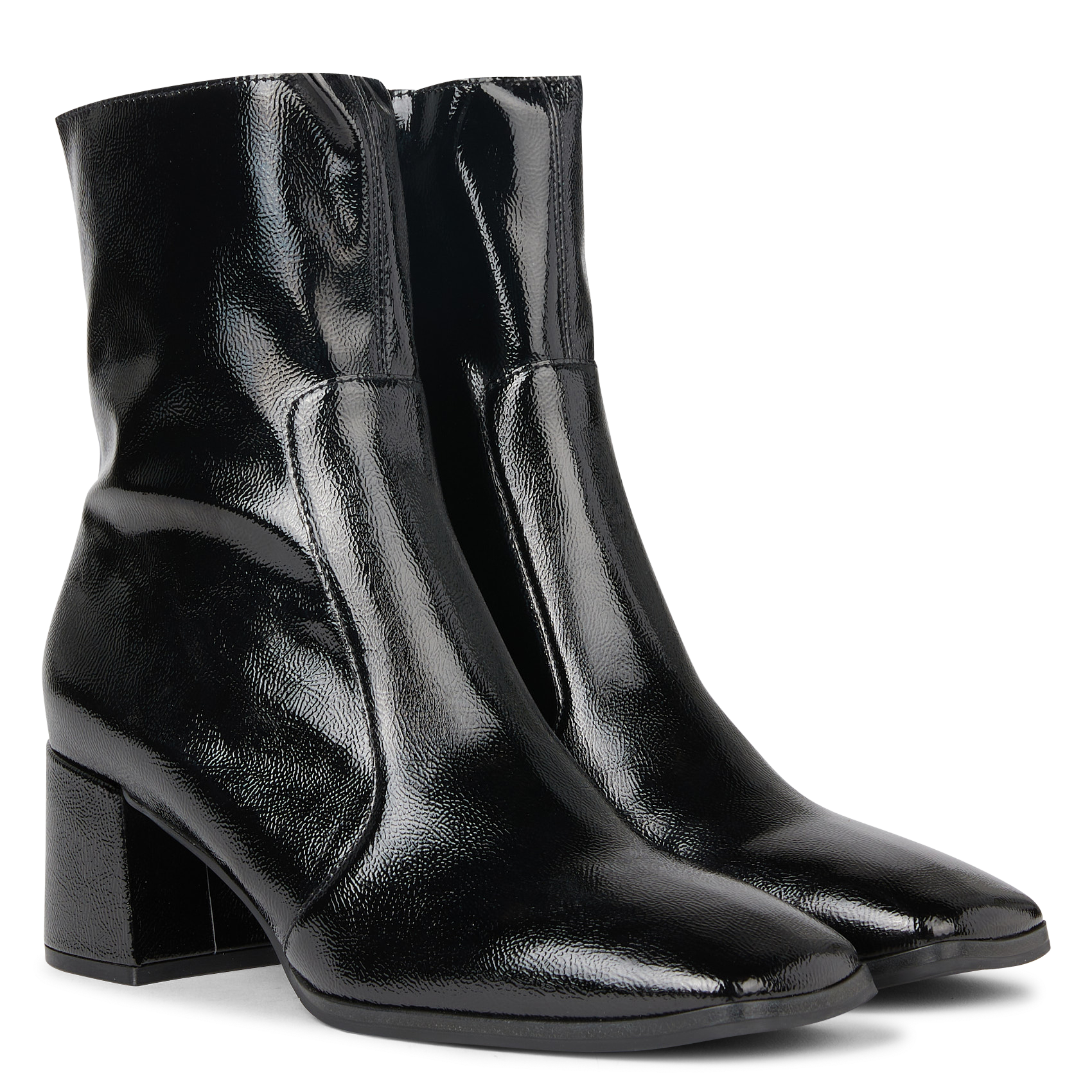 Bottines effet cuir vernis | Noir