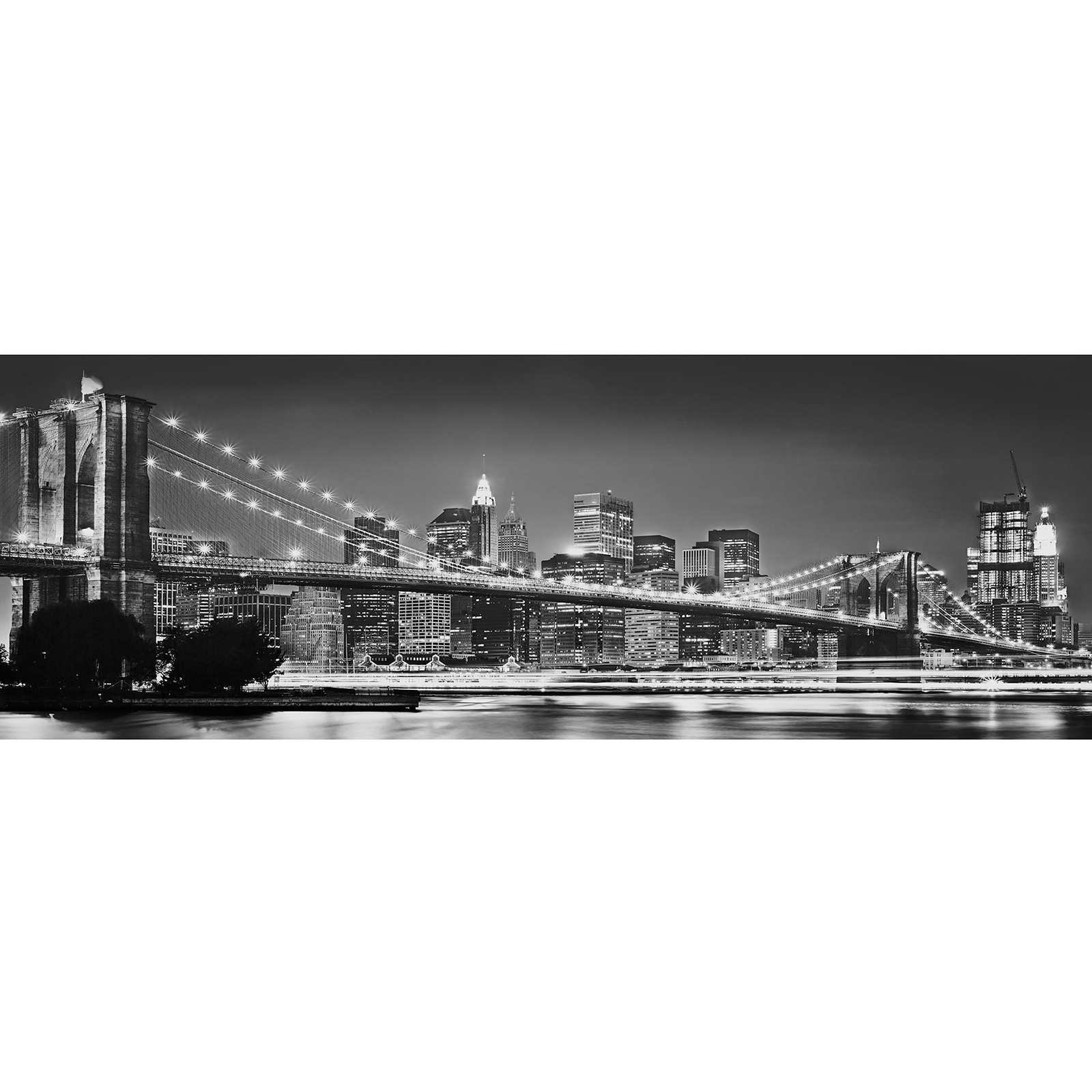 Vlies-Fototapete BROOKLYN BRIDGE - schwarz-weiß - 400x140 cm