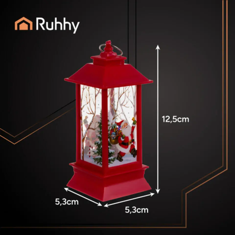 Ruhhy Kerstlantaarn - rood - 12 x 5 cm - kunststof - LED