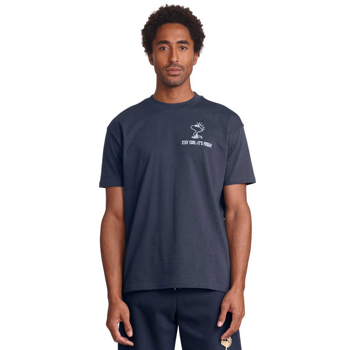 Jonas Nielsen Peanuts T-Shirt mit Stickerei dunkelblau