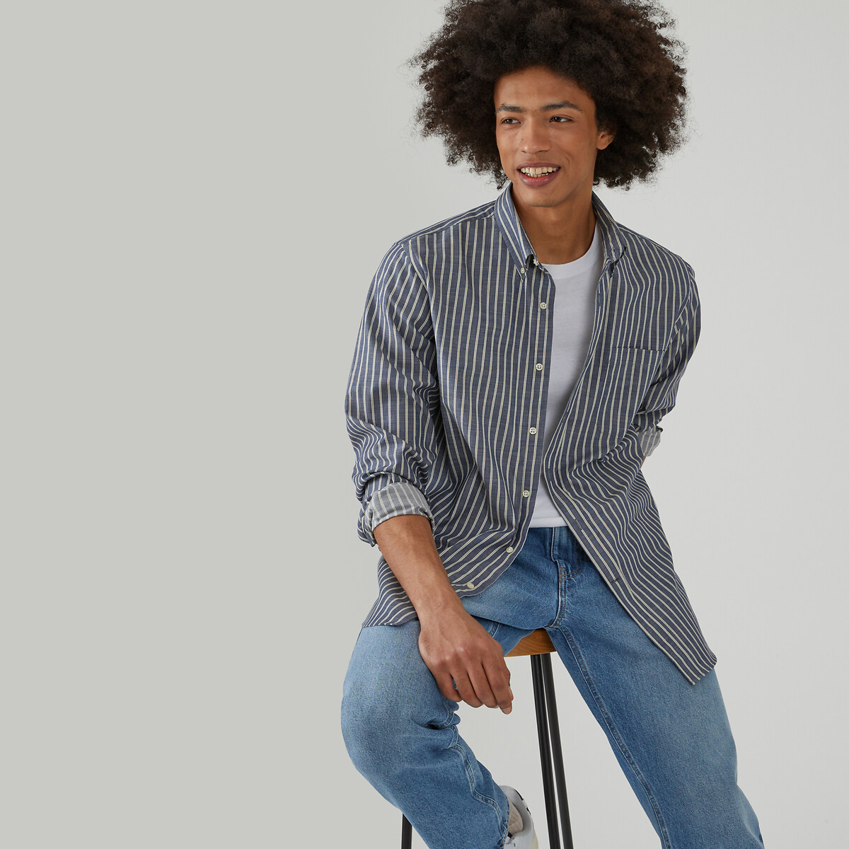 COLEÇÃO LA REDOUTE<br>Camisa reta listrada com gola americana