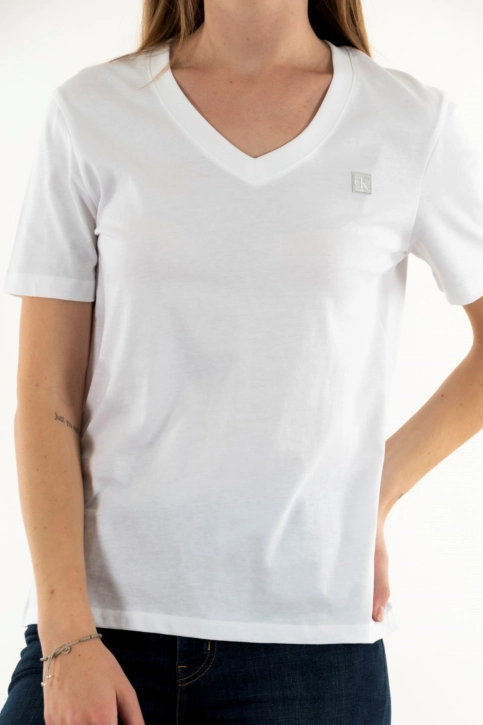 Tee shirt calvin klein jeans embro badge yaf bright white