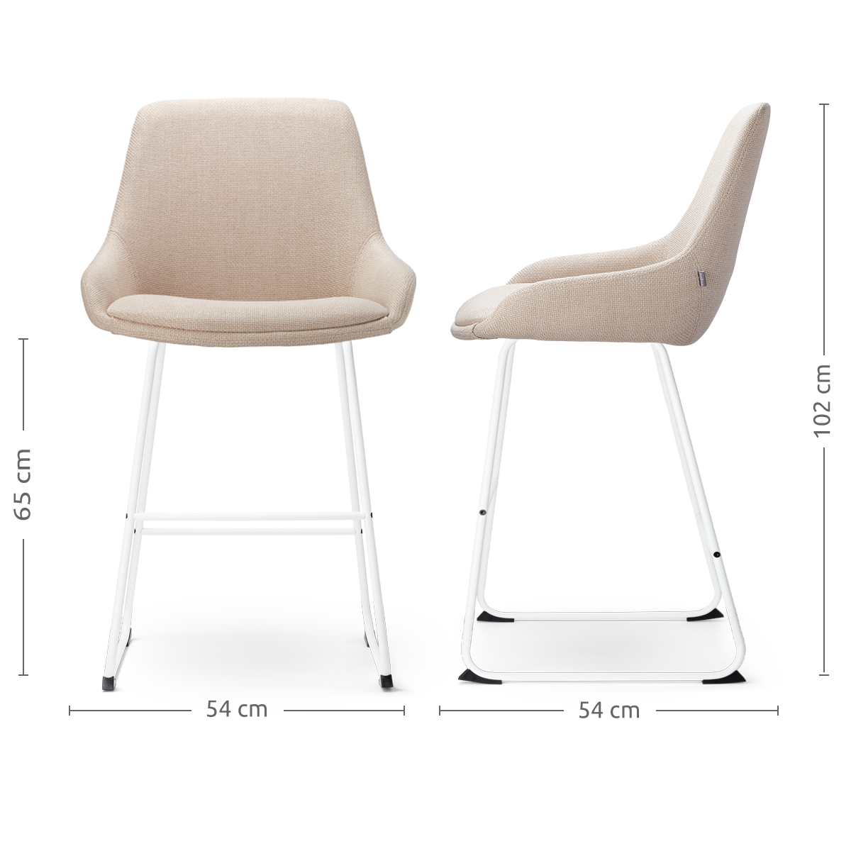 Barkruk Nino-Isa beige - wit onderstel - 65 cm