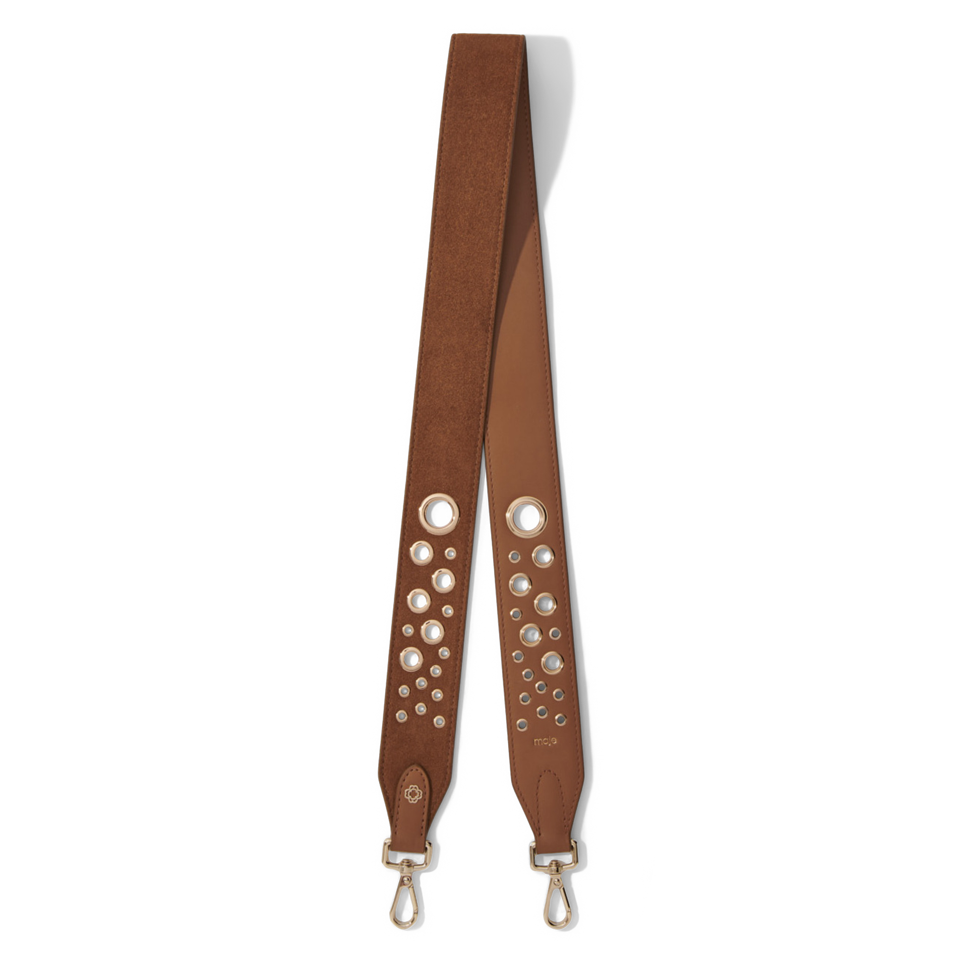 Bandoulière en cuir et œillets | Beige