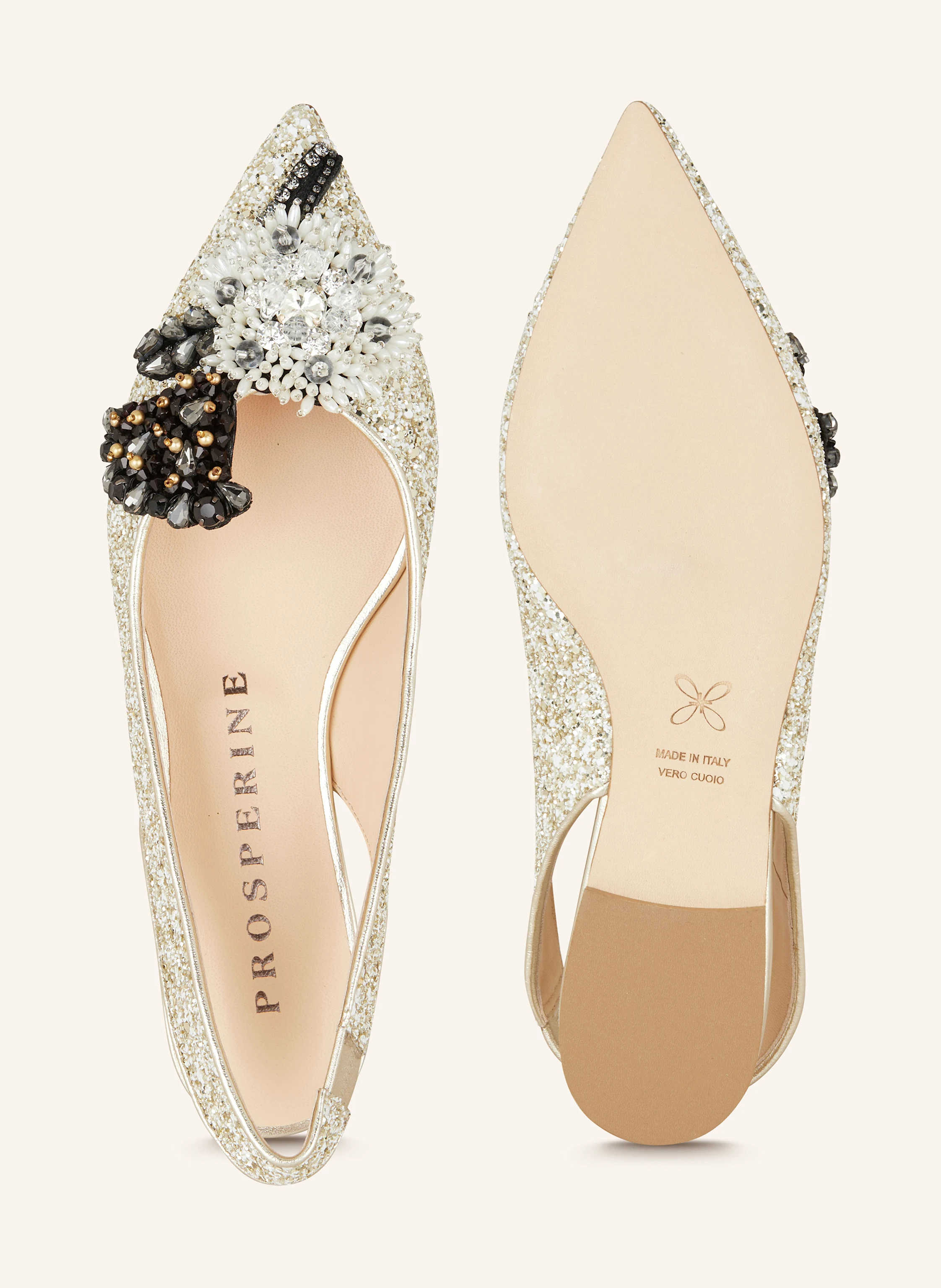 PROSPERINE Slingballerinas mit Schmucksteinen und Schmuckperlen