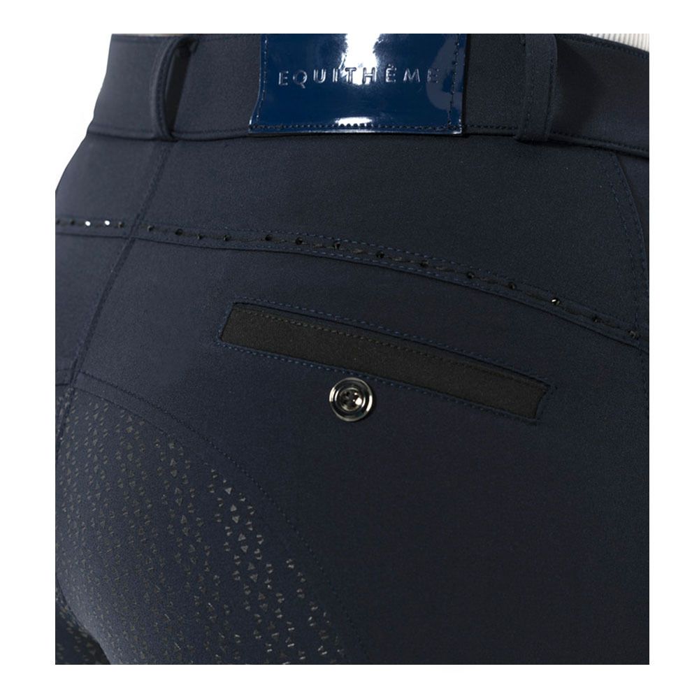 Equitheme SAFIR - Pantalon fond de peau siliconé Femme marine/noir