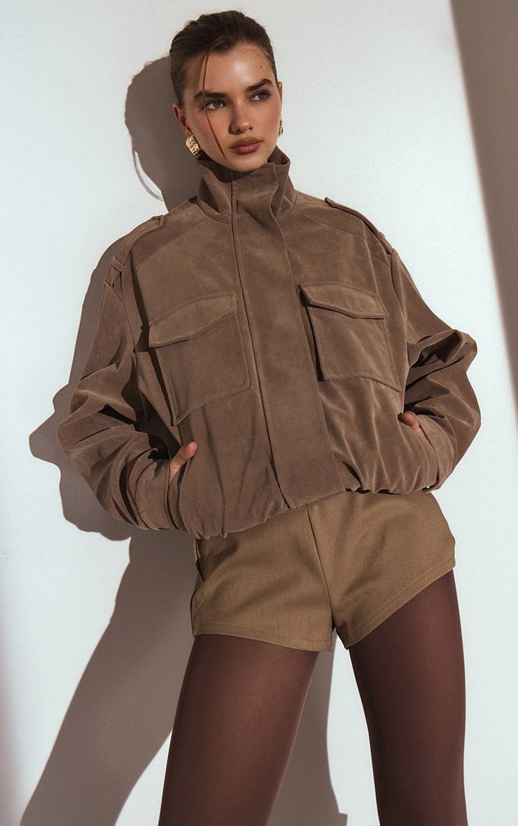 Champignon Blouson Aviateur En Synthétique Avec Col Montant Et Détails De Poches