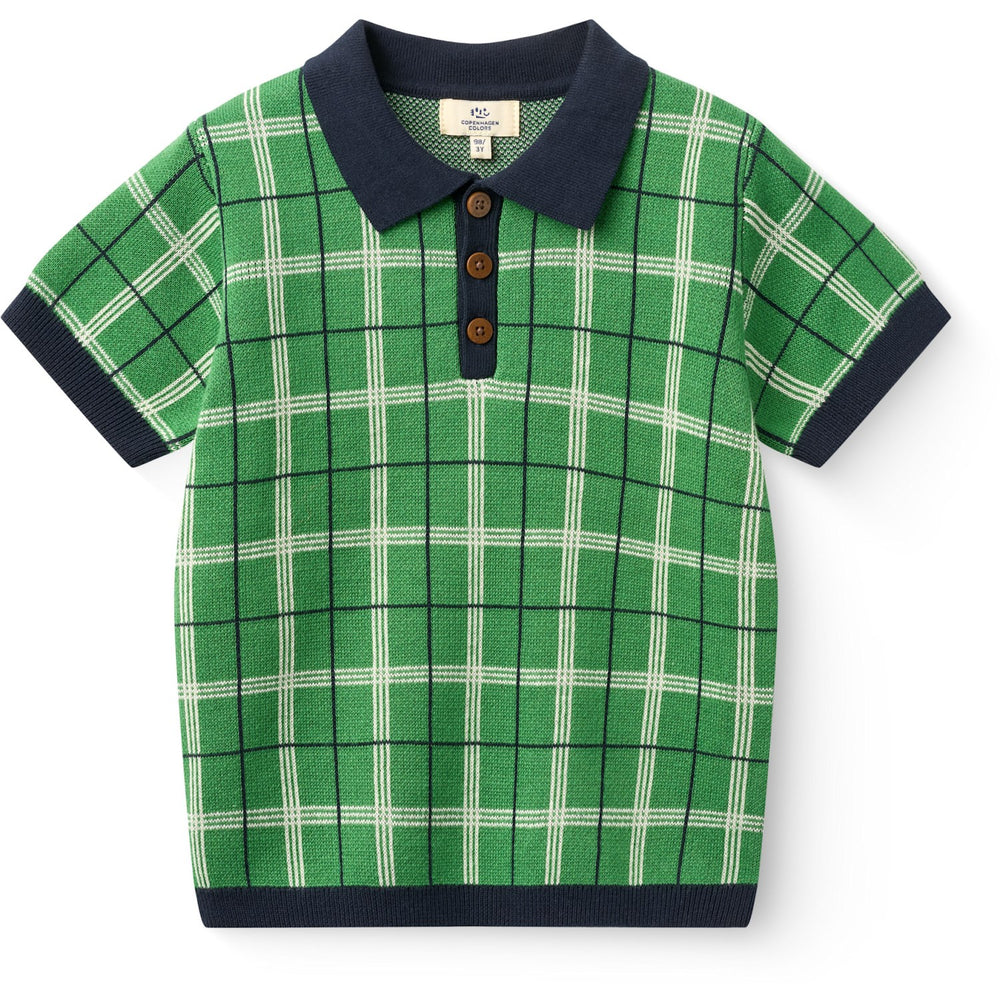 Køb COPENHAGEN COLORS Green Comb. Strikket Checkered Polo