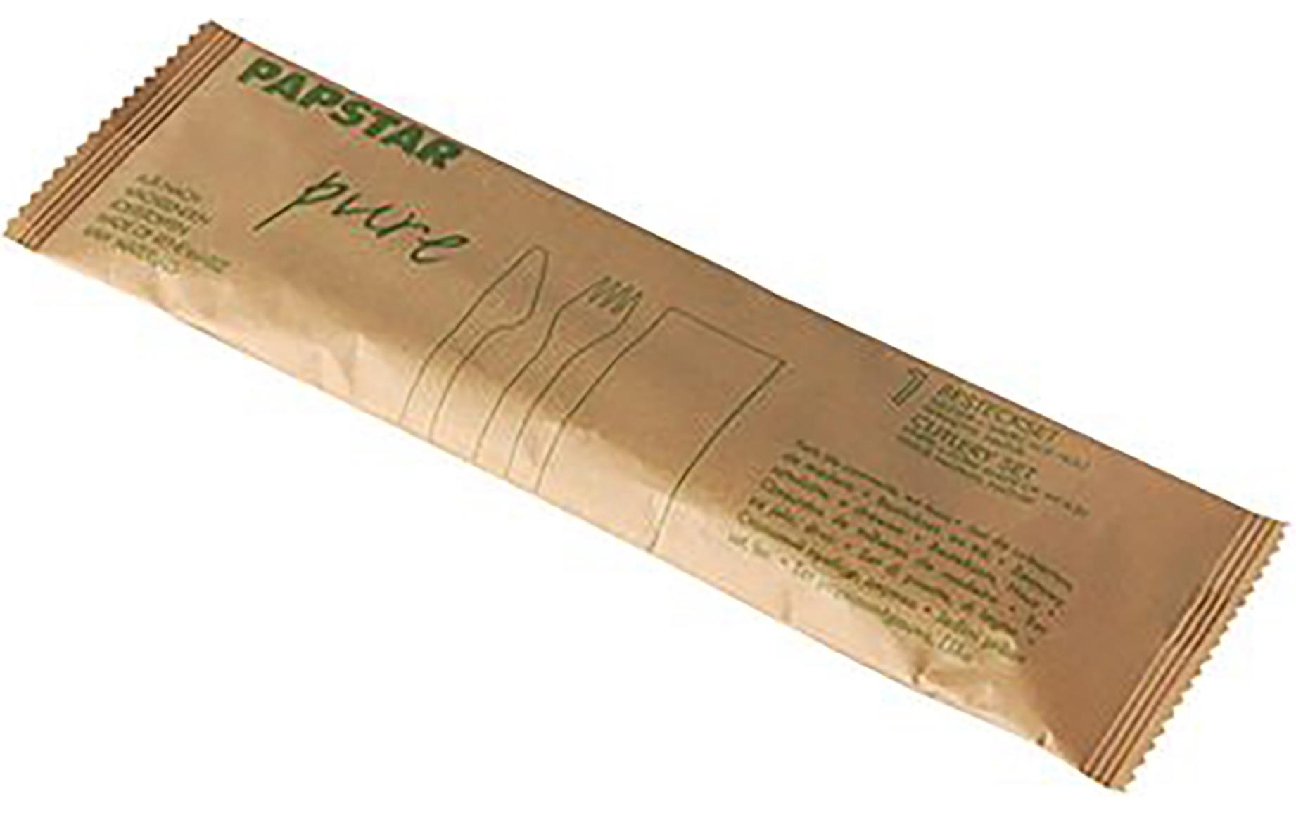 Einweg-Besteckset Pure 50 Stück, BraunBesteckset für unterwegs