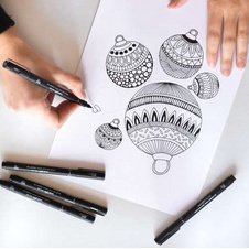 Feutre technique uni pin, étui métal de 14 pièces