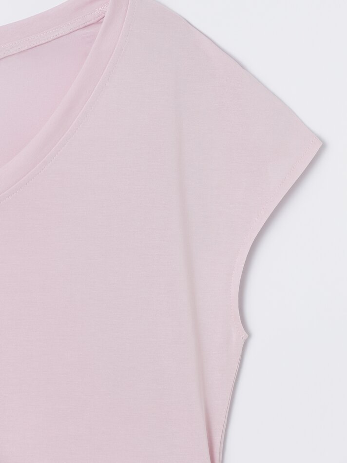 Camiseta fluida de manga curta - Rosa Pastel