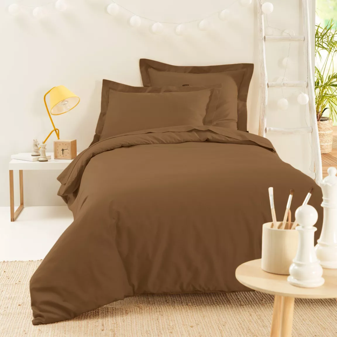 Housse de couette percale de coton (140 x 200 cm) Cali Cappuccino