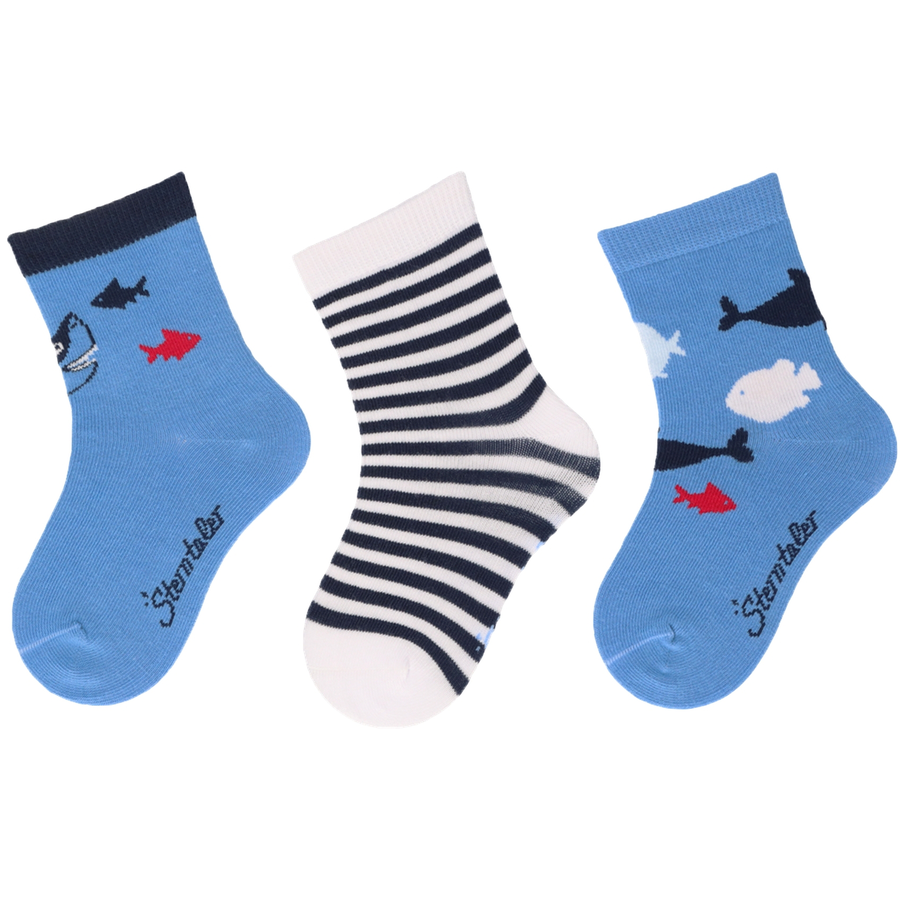 Sterntaler Socken 3er-Pack Fische samtblau