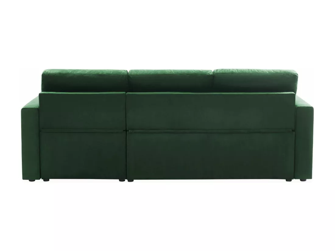 Canapé d'angle convertible en velours vert anglais 3 places. fauteuil d'angle réversible coffre rangement lit modulable