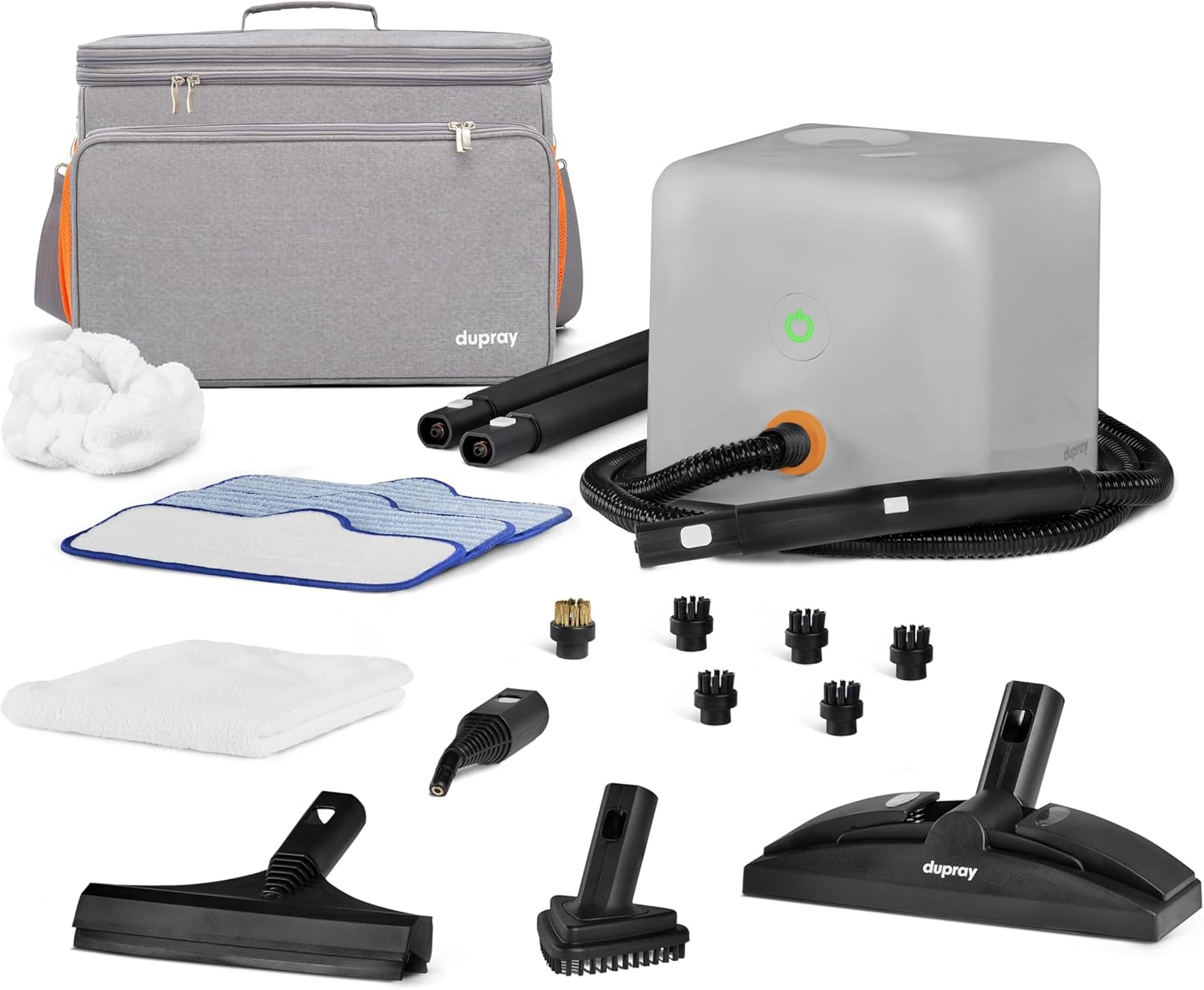 Dampfreiniger Dupray Neat Plus mit 18-teiligem Zubehör-Set – Kraftvolle Reinigung, ohne Chemikalien für Böden, Auto, Fliesen, Fugen und mehr (Neat Plus mit Aufbewahrungstasche)