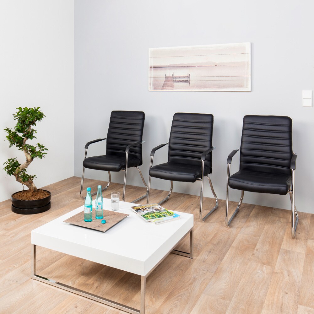 Besucherstuhl Konferenzstuhl STEEL V Kunstleder mit Armlehnen hjh OFFICE