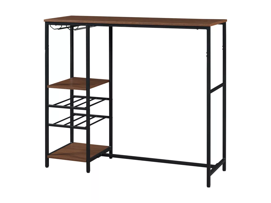 Table de bar Stjørdal 120 x 40 x 105 cm noir effet noyer [en.casa]