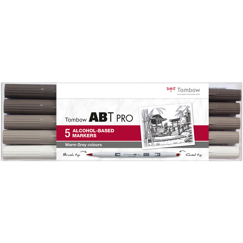 Tombow Pinselstifte Dual Brush Pen ABT PRO, Warm Grey Colours, 5 Stück, assortiert