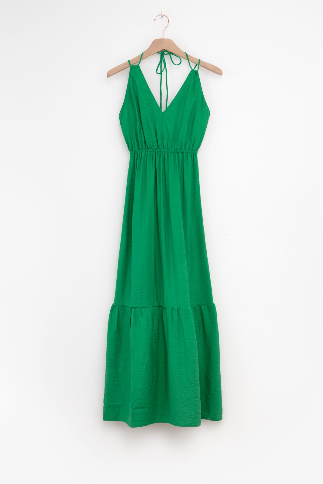 Groene maxi jurk met open rug