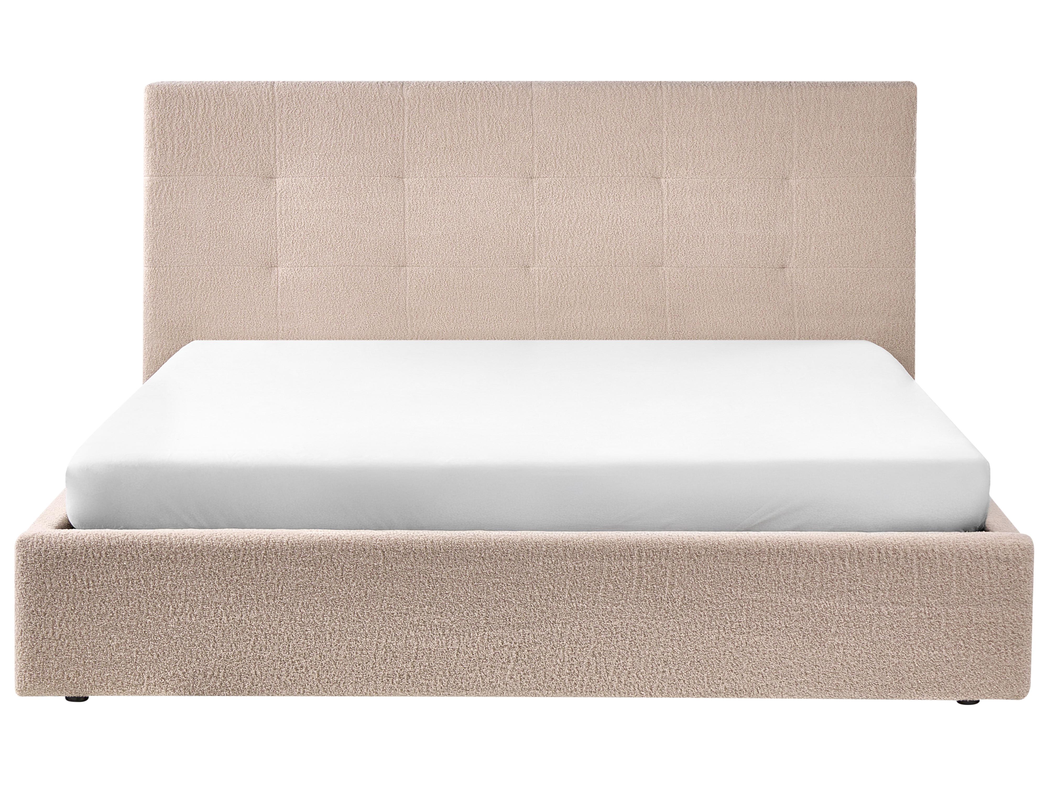 Bed met opbergruimte Bouclé LORIENT 180 x 200 cm Beige