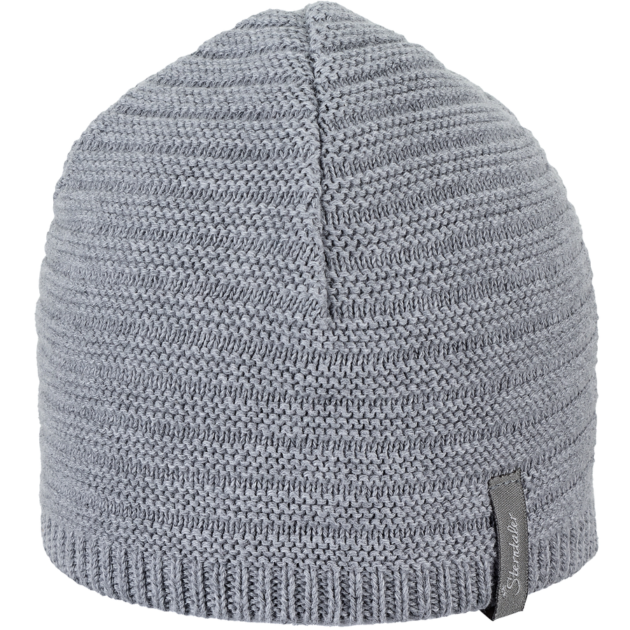 Sterntaler Strickmütze Rippe silber melange