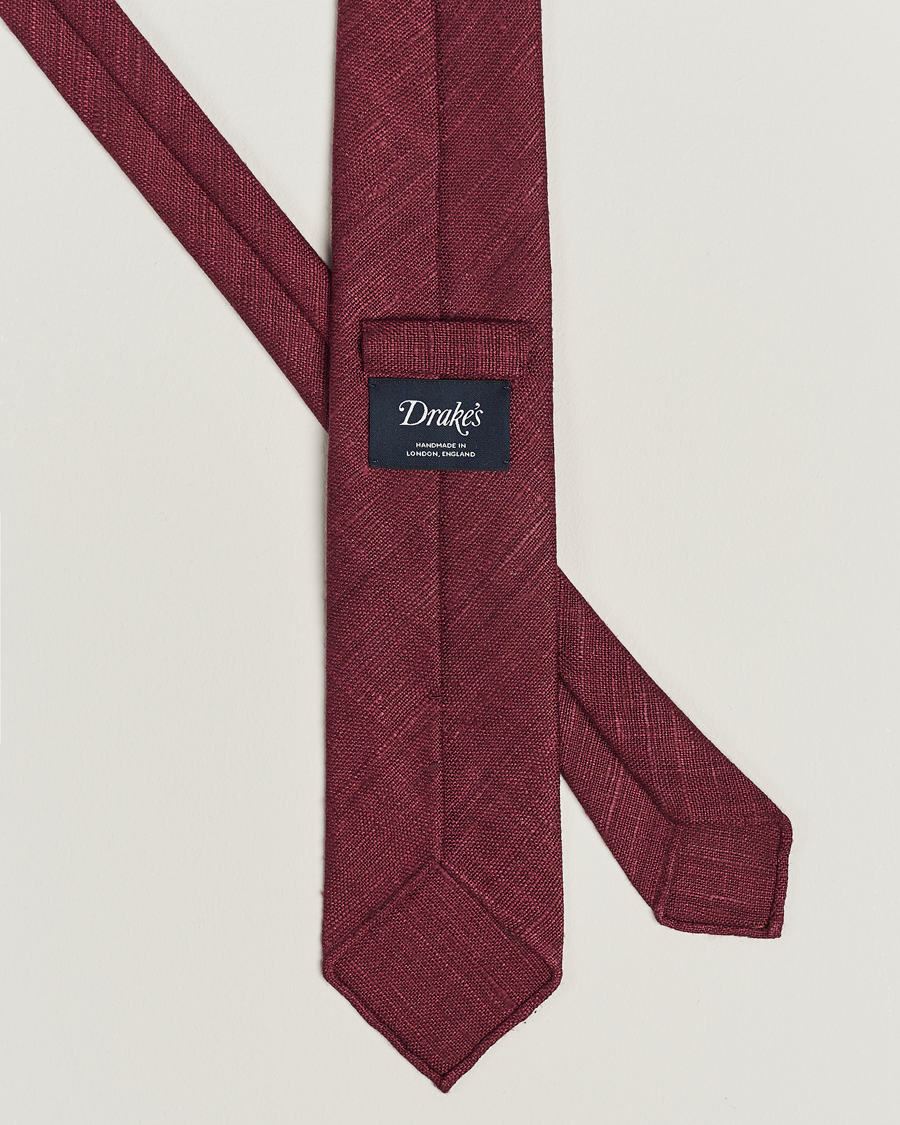 Drake's Silk Tussah Handrolled Tie Wine