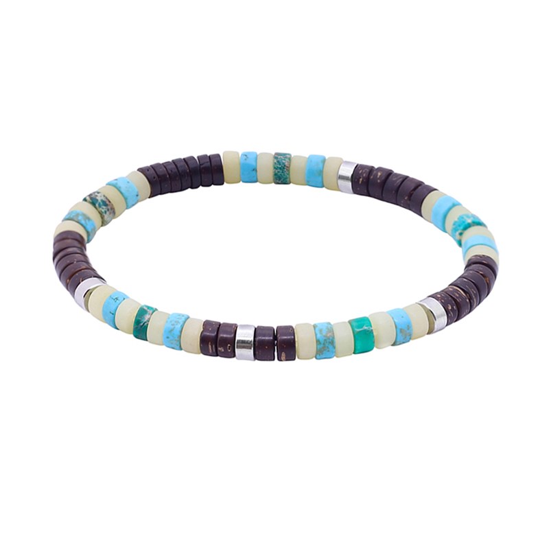 Bracelet Perles Heishi Turquoise Jaspe Vert Coconut-enfant-12cm